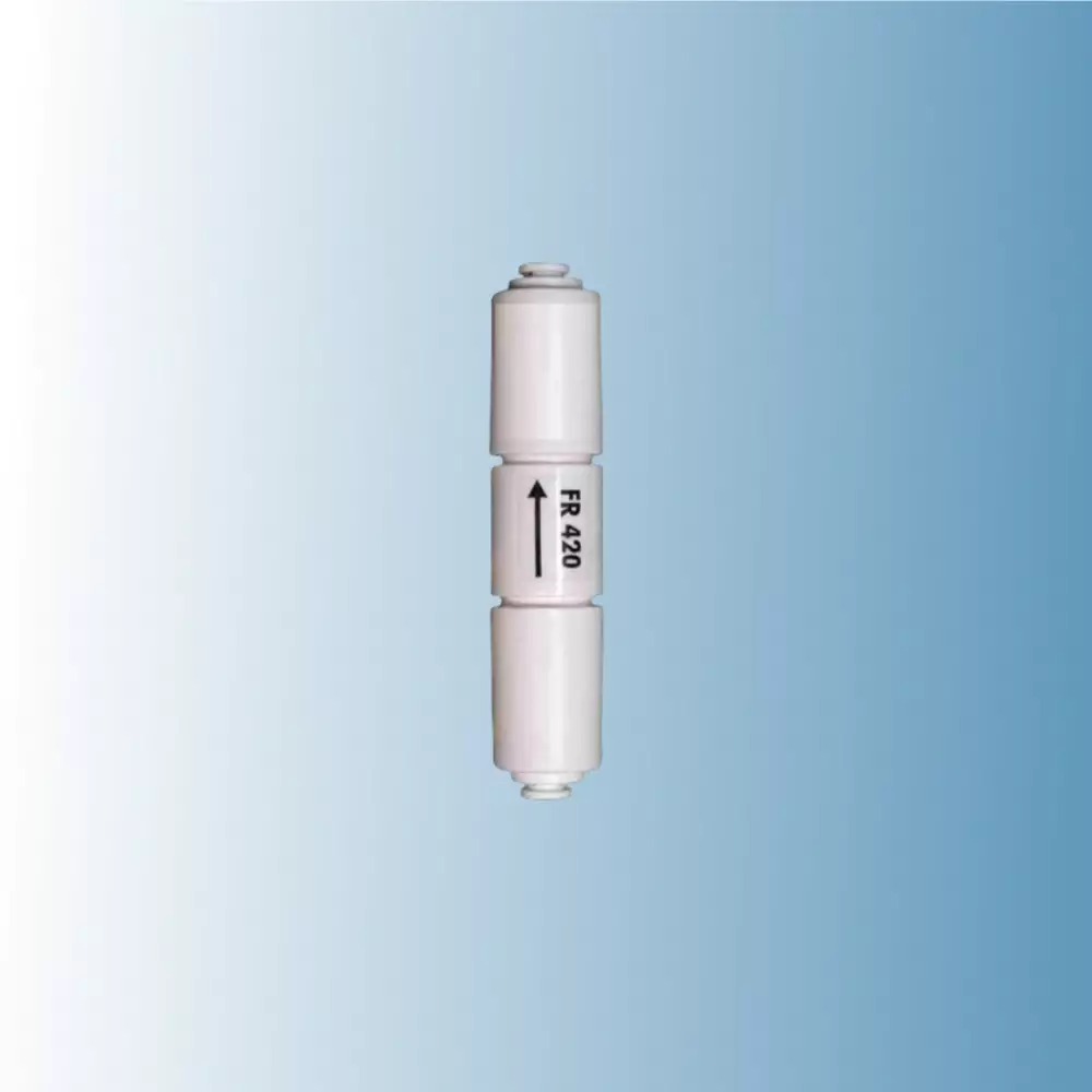 Ограничитель потока 420 мл/мин. 1/4" трубка. Регулятор дренажа (рестриктор) подходит для фильтров воды с обратным осмосом